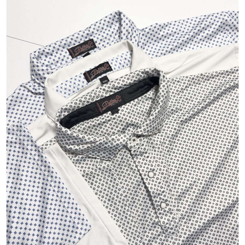 Lot of 3 Rafter C Men's Performance Stretch Pearl Snap Polo Shirt Sz 2XL Golf